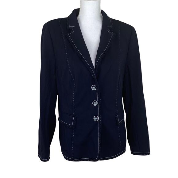 Basler Women's Blazer Blue Size L Soft Stretch Career - Picture 1 of 8